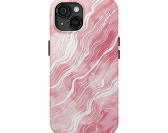 Rosy Waves | iPhone Case, iPhone 15 14 13 12 11 8 Pro Max Plus X XR Case, Cute iPhone Case, Rosy iPhone Case, Pink iPhone Case, Wavy