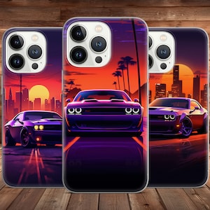 Muscle Sports Car Phone Case Challenger Hellcat Demon SRT for iPhone 15 14 13 Pro Max 12 11 X XS 8, Samsung S23 FE, S24 Ultra A15, Pixel 8A