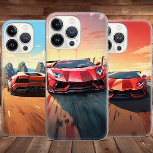 Lambo Sports Car Phone Case Luxury Summer Road for iPhone 15 14 13 Pro Max 12 11 X XS 8 SE, Samsung S23 FE, S24 Ultra A15, Pixel 8A, Huawei