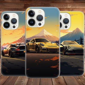 Luxury Sports Car Phone Case Lo-Fi German 911 GT3 for iPhone 15 14 13 Pro Max 12 11 X XS 8, Samsung S23 FE, S24 Ultra A15, Pixel 8A, Huawei