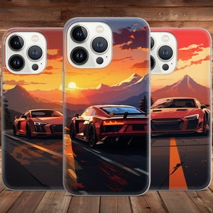 Sports Car Phone Case Bavarian R8 Spyder Roadster for iPhone 15 14 13 Pro Max 12 11 X XS 8, Samsung S23 FE, S24 Ultra A15, Pixel 8A, Huawei
