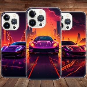 Italian Luxury Car Phone Case F12 Berlinetta Neon for iPhone 15 14 13 Pro Max 12 11 X XS 8, Samsung S23 FE, S24 Ultra A15, Pixel 8A, Huawei