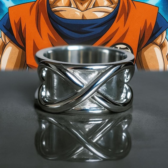 Super Alloy Z Black Son Goku Gokou Time Silver Finger Ring Plated Fingerring de