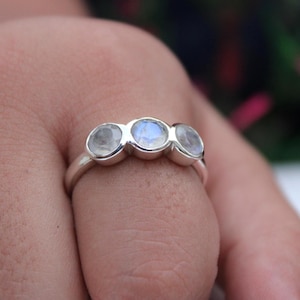 Triple Moonstone Ring: Sterling Silver Multi-Stone Ring