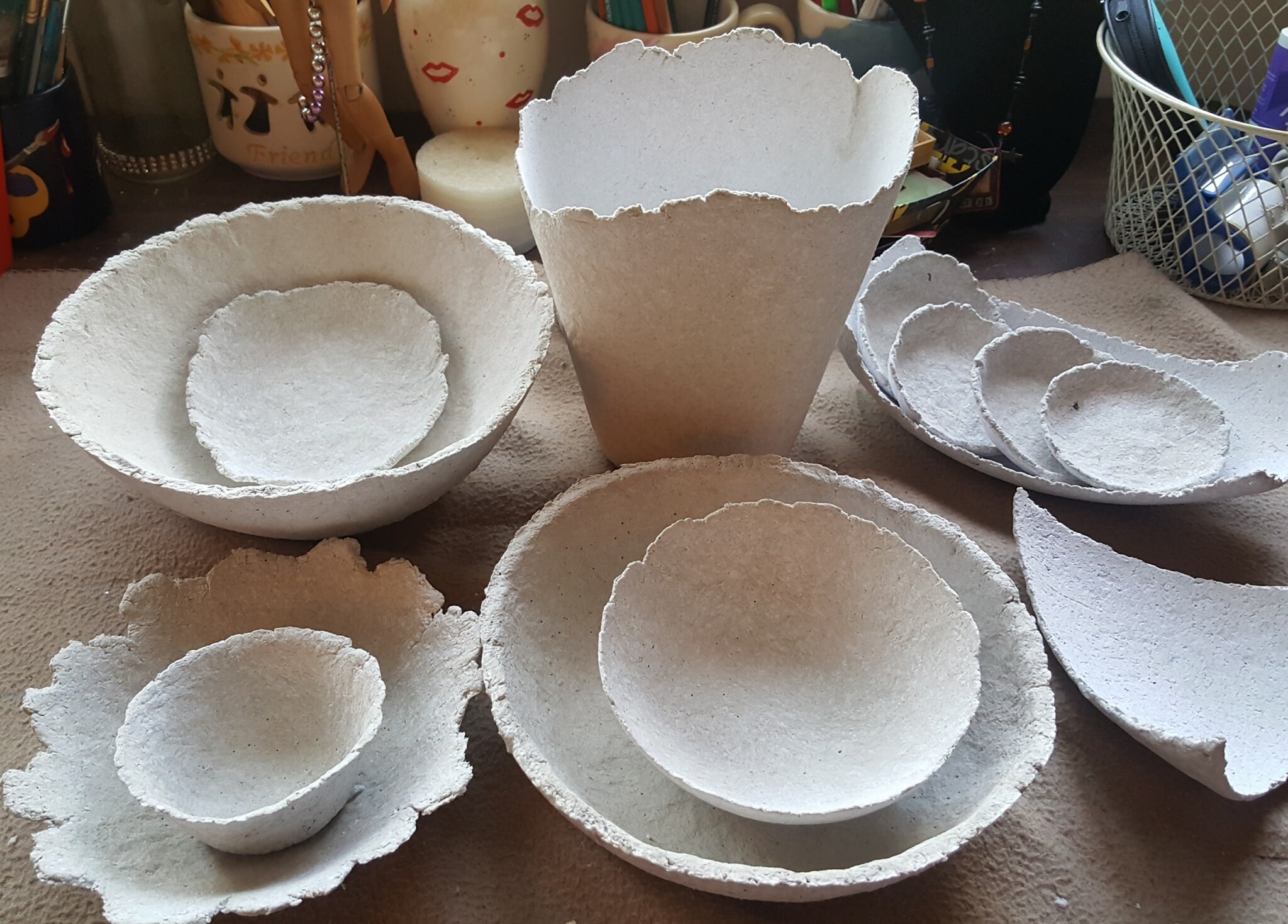 Groovy Blue Handmade Paper Clay Bowl Etsy