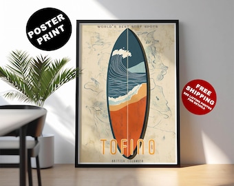 Tofino-surfposter: retro reisafdruk van Vancouver Island