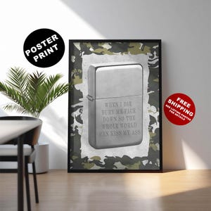 Zippo art prints, Gift for a history buff, Engraved Vietnam war Zippo wall art, Vietnam war memorabilia, Unique militaria print, War art