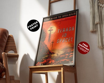Retro Sci-Fi Print: Vintage Space Art, Sci-Fi Horror Decor