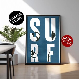 Minimalist Surf Art Print: Typography Coastal Decor