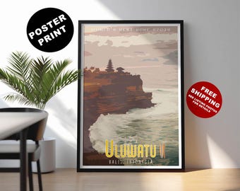 Uluwatu Surf Poster: Retro Bali Travel Print