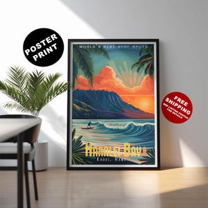 Hanalei Bay surf wall art - Kauai surfing wall décor - Hawaii gift for surfer - Kauai Hawaii beach art - Kauai travel wall art – Hawaii surf