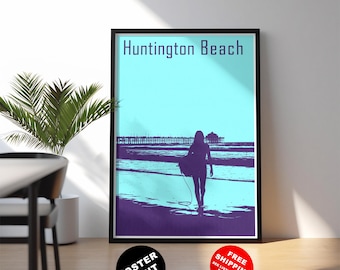 Resetryck för surfing i Huntington Beach, Kalifornien: Väggkonst för surfing i Orange County