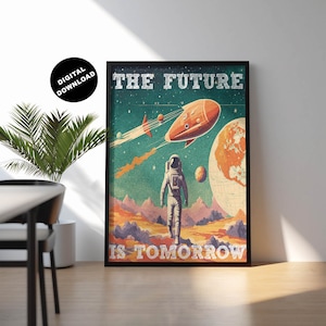 Vintage Sci-fi poster, Science fiction wall art, Retro printable art, Digital download, Nostalgic décor,sci fi,Retro art,Space travel poster