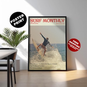Retro surf print – Vintage surf magazine art – Endless summer surf - Beach house surf wall art - Coastal surf art - Surf magazine cover art