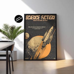 Retro Science Fiction décor, Retro space print, Classic Sci-fi magazine art, Vintage Science Fiction, Sci-fi stories, Gift for Sci-Fi fan