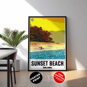Sunset Beach surf print - Oahu surfing wall art - Hawaii gift for surfer - Oahu Hawaii beach art - Hawaii travel wall art - Oahu surf