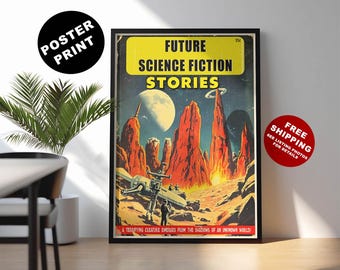 Vintage Sci-Fi Magazine Cover Art Print: Retro Space Art
