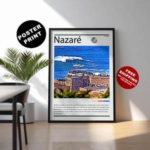 Nazaré surf print - Portugal surf poster - Leiria District poster - Nazare Travel wall art - Nazare surf poster - Portugal surf travel art