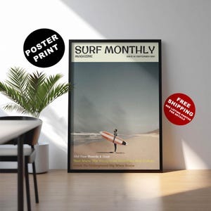 Vintage surf magazine art - Surf magazine cover art - Endless summer surf - Beach house surf wall art - Coastal surf - Original surf print