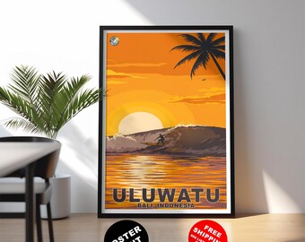 Uluwatu Surf Print: Bali Beach Poster, Indonesia Surf Art