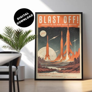 Vintage Science Fiction Poster, Space Print, Gift for Sci-Fi Fan, Retro Space Art, Futuristic Sci Fi Print, Collectible Art, Sci-Fi magazine