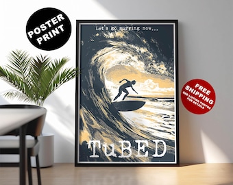 Vintage Surf Print: Retro Wave Art, Beach House Decor