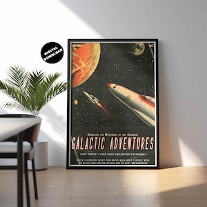 Retro Sci-Fi Poster, Vintage Space Print, Sci-fi Poster Art, Gift for Sci fi Fan, Retro Scifi Illustration, Classic Science Fiction Wall Art