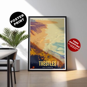 Trestles surf print, California surf art, Retro Trestles surf decor, California surf poster, Surf travel décor, Trestles surf beach wall art