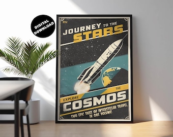 Retro Sci-Fi Magazine Art Print: Vintage Science fiction poster