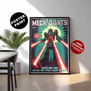 Retro Sci-Fi art, Vintage robot poster, Pulp magazine cover, Science fiction wall art, Retro science fiction poster, Vintage comic wall art