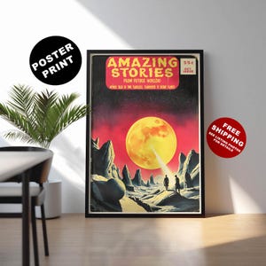 Retro sci fi poster, Science fiction print, Sci fi poster, Space travel print, Vintage sci-fi poster, Sci-fi cover art, Gift for sci fi fan