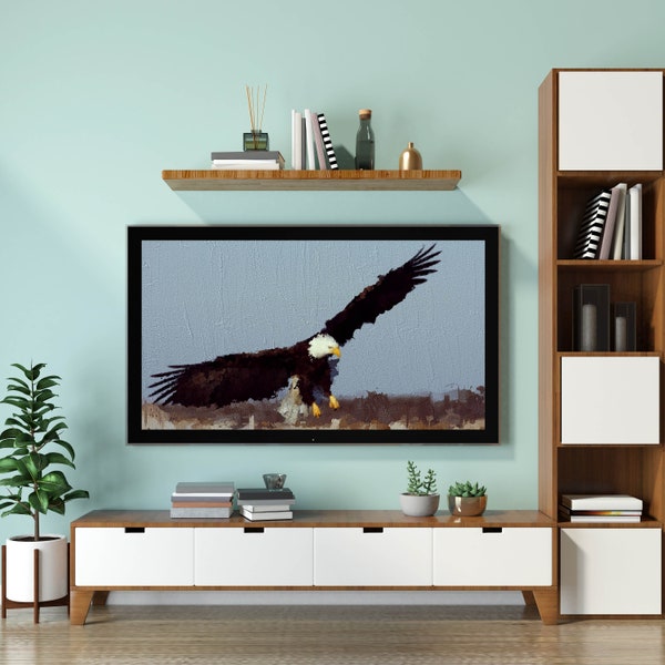 Bald Eagle Frame Tv Art, Samsung Frame Tv Art, Wildlife Watercolor Tv Art, Wildlife painting, Nature Frame Tv, Eagle Art Digital Screensaver