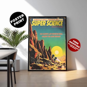 Retro sci-fi print, Vintage style sci-fi poster, Sci fi space wall art, Retro science fiction cover, 1950s sci-fi, Classic sci-fi art, Alien