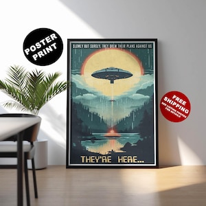 UFO Sci-Fi Poster, Retro Sci-Fi Poster, 1980er Jahre Sci-Fi Poster Druck, Science-Fiction Wandkunst, Klassisches Retro-UFO-Plakat, Geschenk für Sci-Fi-Fan