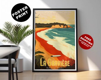 La Graviere Beach Print: Retro Hossegor Surf Art