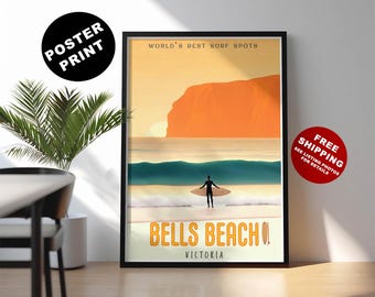 Bells Beach Surf Print: Retro Victoria, Australia Travel Poster