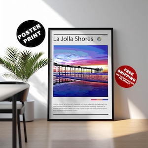 La Jolla California surf print - La Jolla Shores coast art - California surf travel print - Scripps Beach surf poster - San Diego beach art