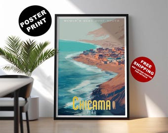 Chicama Surf Poster: Retro Peru Travel Art Print
