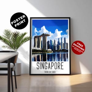 Singapore poster, Marina Bay Sands wall art, Southeast Asia travel print, Singapore print for travel fan, Singapore Décor for dining room