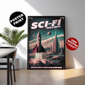Retro Science Fiction Print, Space Art, Poster for Sci Fi Fan, College Room Sci-fi, Apartment Sci-fi Poster, Vintage Sci Fi Art, Kids sci-fi