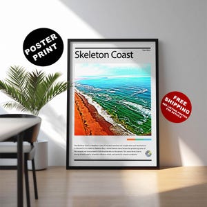 Impresión de viajes de surf en Skeleton Coast - Póster de arte de surf en Skeleton Coast - Arte de viaje a Namibia - Lugares para surfear en el Océano Atlántico - Arte de surf en África