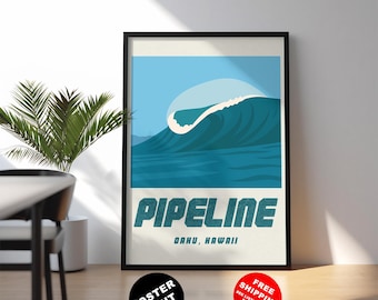 Hawaii Surf Print: Pipeline Wave Art - Oahu Surfing Decor
