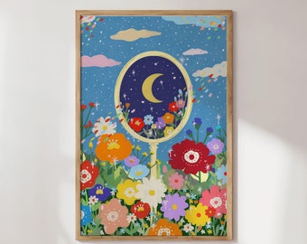 Hidden Soul Art Print / Ilustración floral / Impresión de arte de ensueño / Arte de pared / Regalo de cumpleaños / Regalo de inauguración de la casa / Aniversario