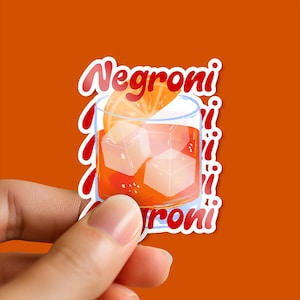 Adesivo Negroni - Adesivo in vinile lucido per cocktail, adesivo da bar impermeabile per laptop, bottiglie, diari, regalo per gli amanti dei drink