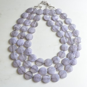 Gray Statement Necklace, Lucite Bead Necklace, Chunky Acrylic Necklace - Charlotte