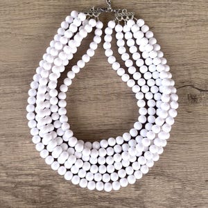 White Acrylic Statement Necklace, Lucite Bead Necklace, Necklace For Women - Alana