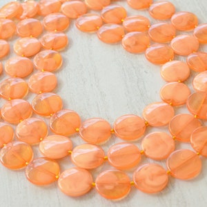 Orange Acrylic Statement Necklace, Lucite Bead Necklace, Chunky Multi Strand Necklace - Charlotte