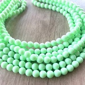 Mint Green Statement Necklace For Women, Acrylic Bead Necklace, Chunky Multi Strand Necklace, Bridesmaid Jewelry - Alana