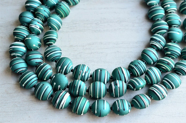 Charlotte Green Statement Necklace Rubber Multi Strand Necklace Gifts For Women