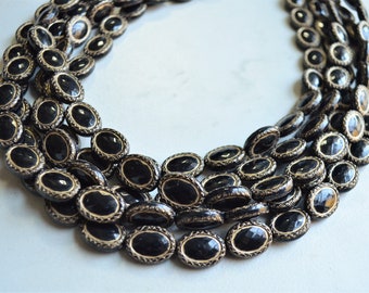 Black Gold Statement Necklace, Acrylic Bead Necklace, Chunky Multi Strand Necklace - Ava